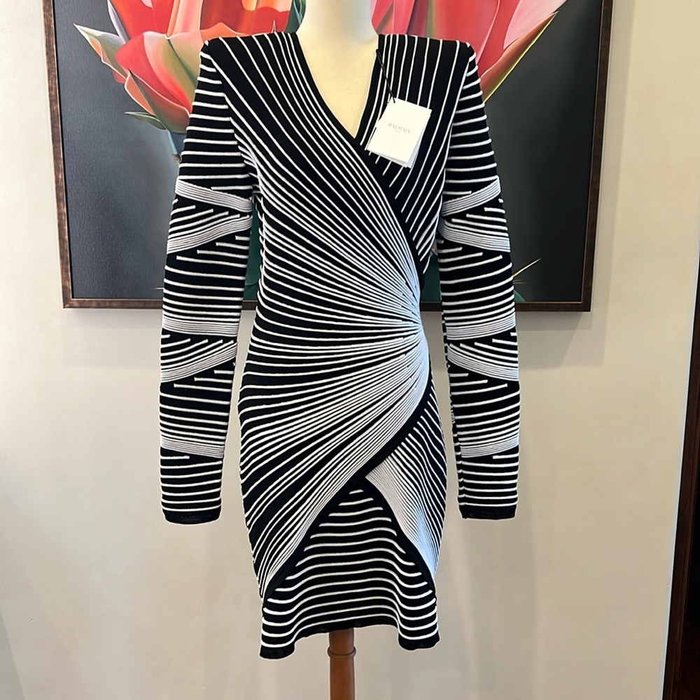 Balmain Paris V-Neck Minidress